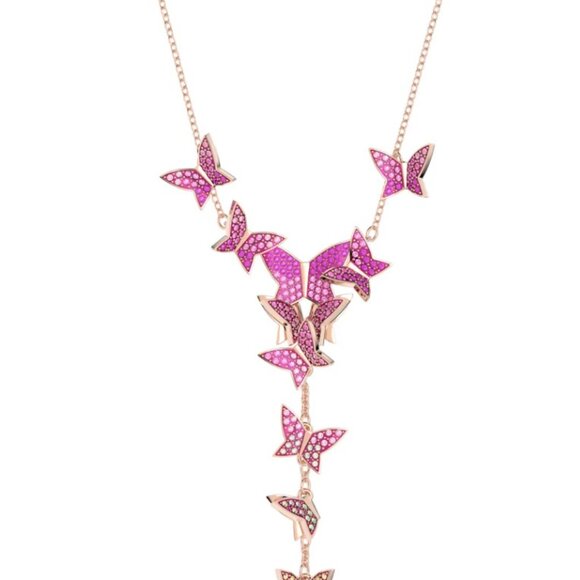 Bella V pendant, Round cut, Blue, Rhodium plated | Swarovski AUTHENTIC Swarovski necklace